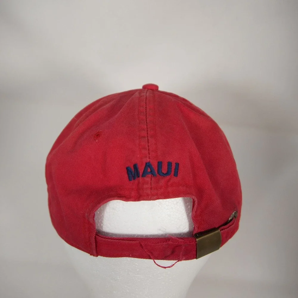 Vintage Hard Rock Cafe Maui Hawaii Baseball Dad Cap Men OSFM Red Embroidered Hat